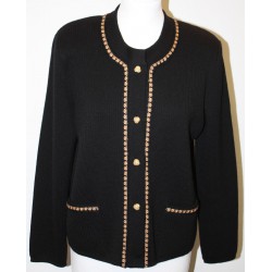 veste en laine noire et beige 4