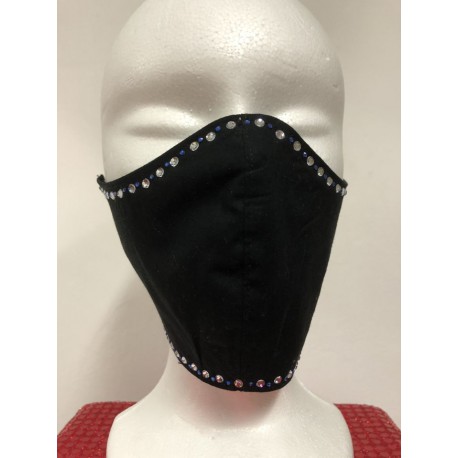 MASQUE NOIR AVEC STRASS BICOLORES