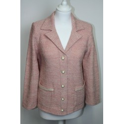 veste en boutonne de laine chinée rose