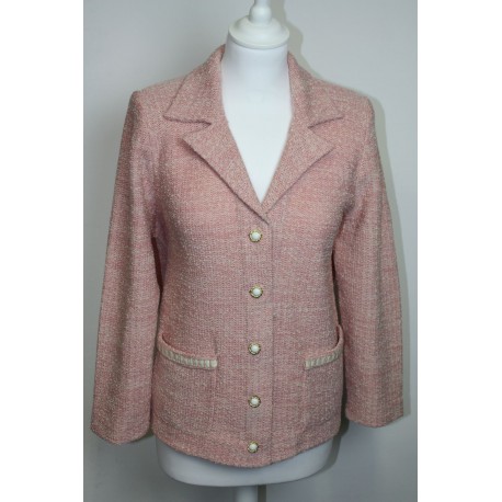 veste en boutonne de laine chinée rose