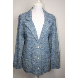 veste en boutonne de laine chinée bleue