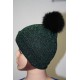 Bonnet en lamé coloris noir et vert