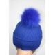 Bonnet en laine avec pompon en fourrure et strass - Losange 2