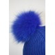 Bonnet en laine avec pompon en fourrure et strass - Losange 2