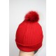 Bonnet en laine avec pompon en fourrure et strass - Losange 2