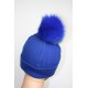 Bonnet en laine avec pompon en fourrure et strass - Losange 3