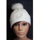 Bonnet en laine avec pompon en fourrure et strass - Papillon 3