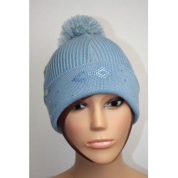 Bonnet en laine et strass - Losange bicolore